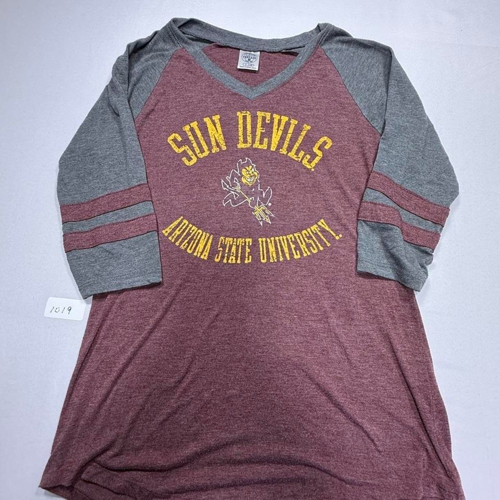 Rivalry Threads ASU Sun Devils Shirt S Maroon 3/4 Sleeve Raglan V-Neck Casual